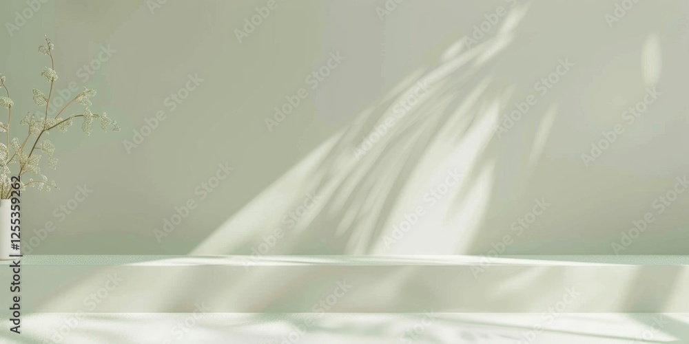 Poster a refined minimalist design with a light pistachio background, subtle shapes and delicate textures, 