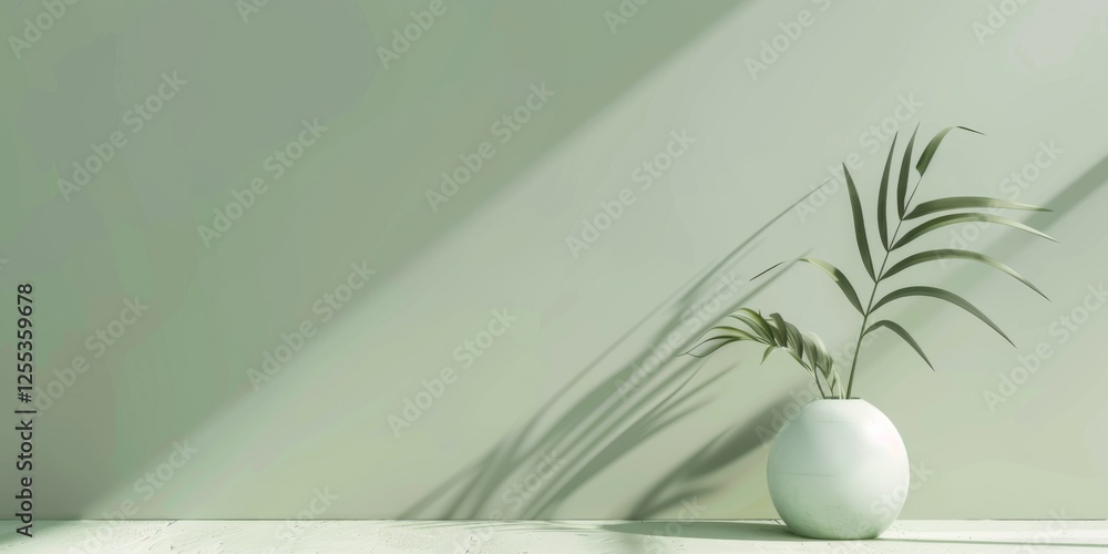 Poster a refined minimalist design with a light pistachio green background, subtle shapes and smooth textur