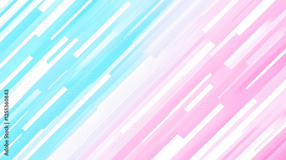 Poster abstract pattern with diagonal bars in pale pink and cyan colors on white background