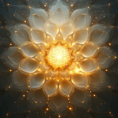 A sacred geometry pattern with overlapping hexagons forming a light mandala.