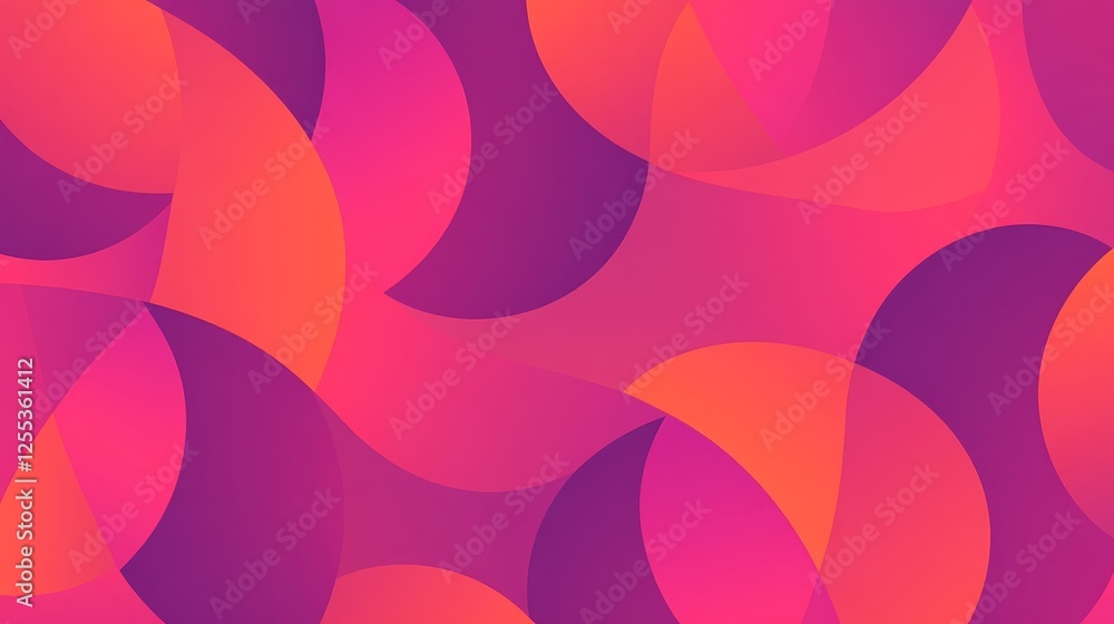 Poster abstract pink and orange geometric shapes pattern design background with circles and curves