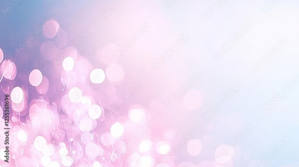 Poster abstract pink bokeh light spheres with subtle blue background creating dreamy atmosphere
