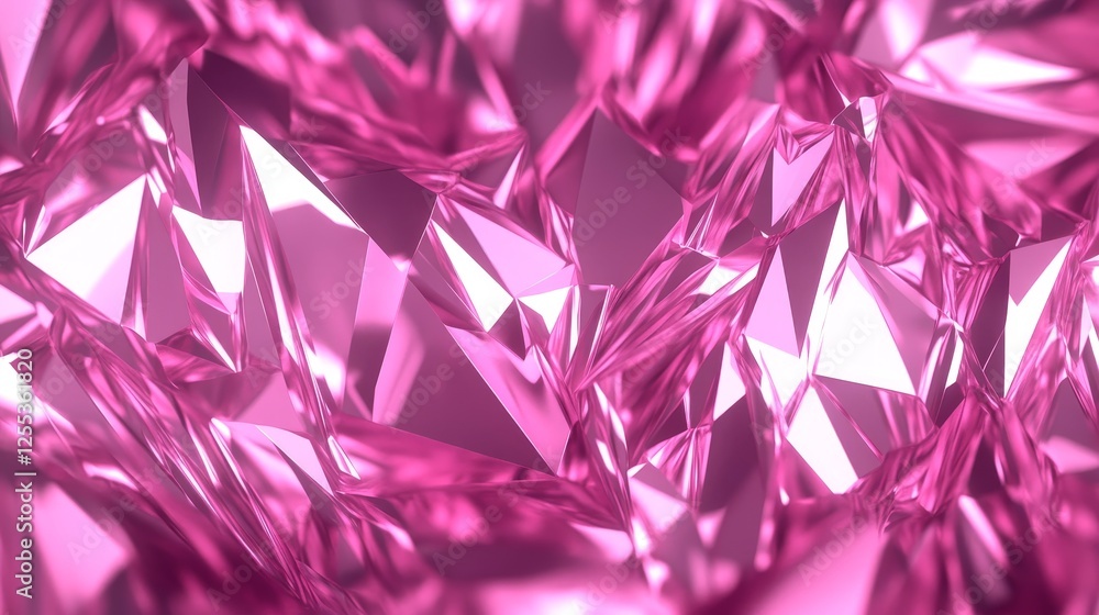 Poster abstract pink crystal geometric pattern textured surface with sharp angles and reflective light