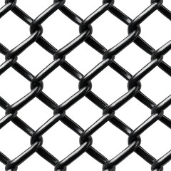 Chain Link Fence with Realistic Wire Mesh Pattern Isolated on Transparent Background