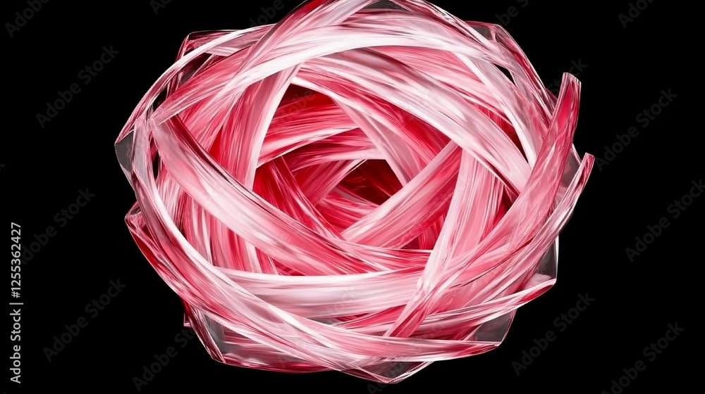Poster abstract pinkish geometric swirl pattern against a dark background visual element render