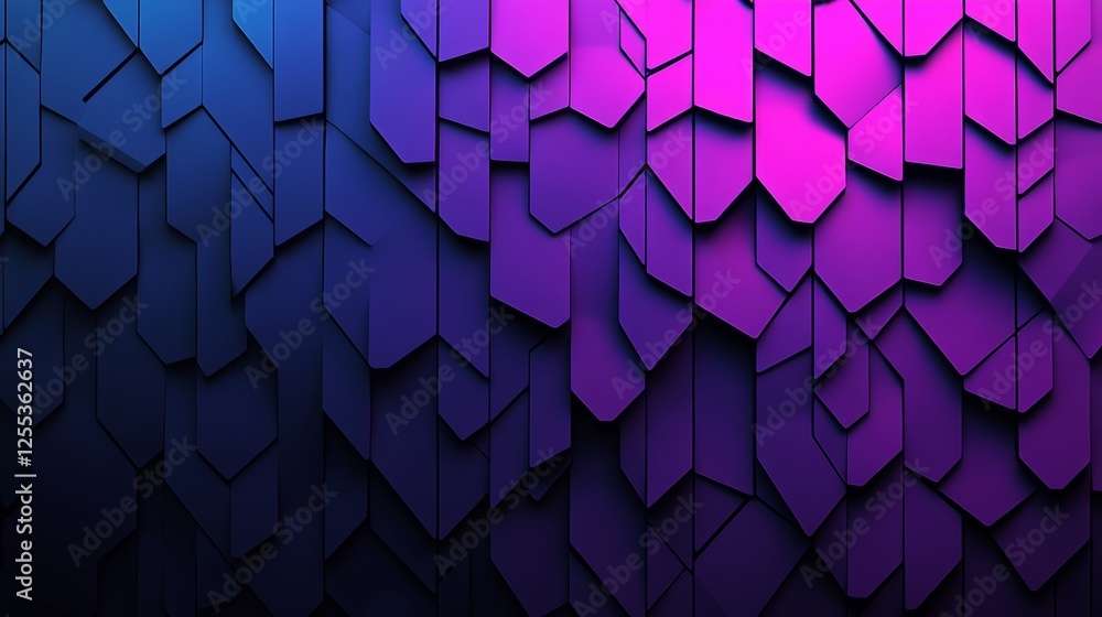 Poster abstract polygon structure gradient violet to blue background 3d rendered geometric pattern