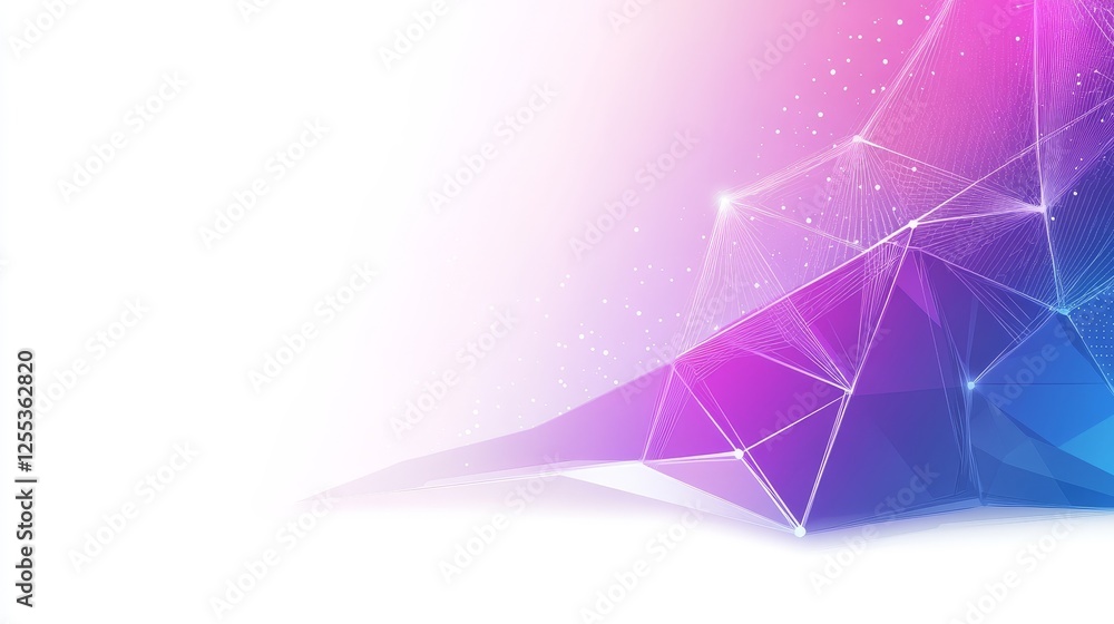 Poster abstract polygonal mesh with light spots and gradient colors on white background