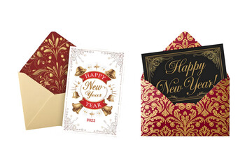 Intricately Detailed Chinese New Year Greeting Cards with Festive Envelopes