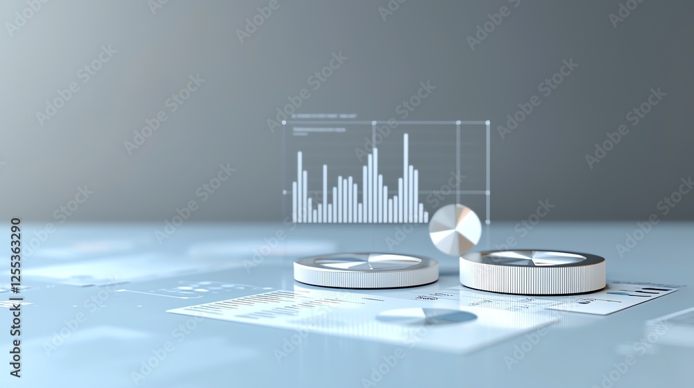 Poster futuristic business data visualization with abstract charts and innovative digital interface. concep