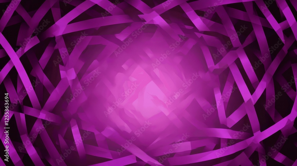 Poster abstract purple ribbon pattern layered design with central light spot and deep dark background
