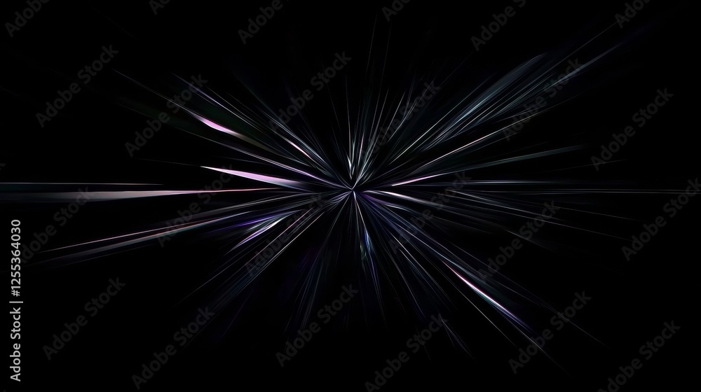 Poster abstract radiating light beams on dark backdrop digital art style visual creation