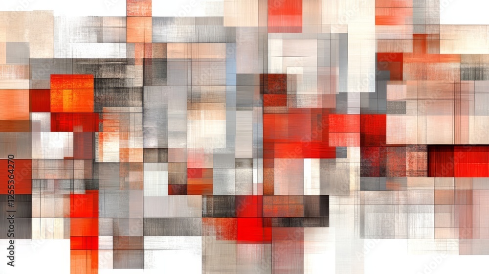 Poster abstract rectangular pattern with red grey and white hues on a light background artistic design