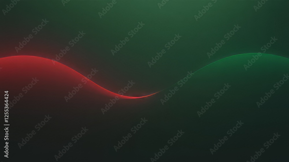 Aufkleber abstract red and green wavy lines on a dark gradient background with soft light effects