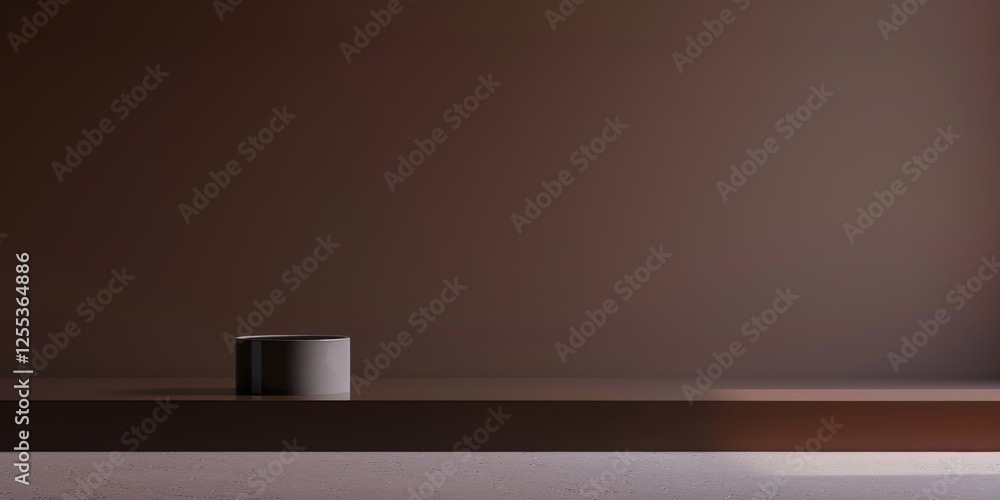 Poster A simple minimalist scene with a pure dark brown background, Clean lines and abstract forms, Minimalist architectural style