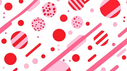 Abstract Red Pink Circles And Lines On White Background Artistic Pattern Design Modern Art