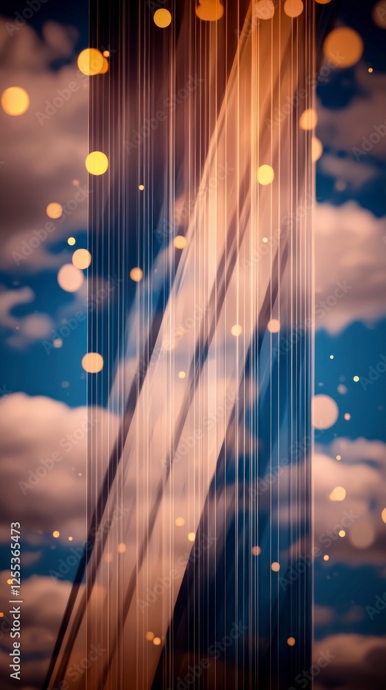Poster abstract vertical lines with bright colors and bokeh effect