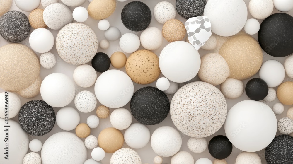 Aufkleber abstract spheres in neutral tones on a solid background with textured and smooth surfaces