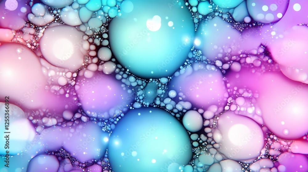 Aufkleber abstract spherical formations with luminous surface and tiny sparkling particles background