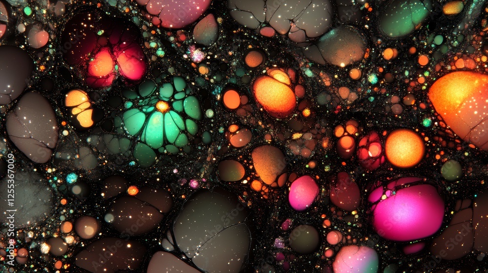 Aufkleber abstract spherical shapes with light effects creating a galaxy like feel on dark backdrop