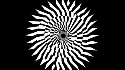 Abstract Spiraling Pattern Radial Lines Visual Illusion Optical Art Black White Background