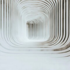 Abstract White Geometric Tunnel Architecture Render