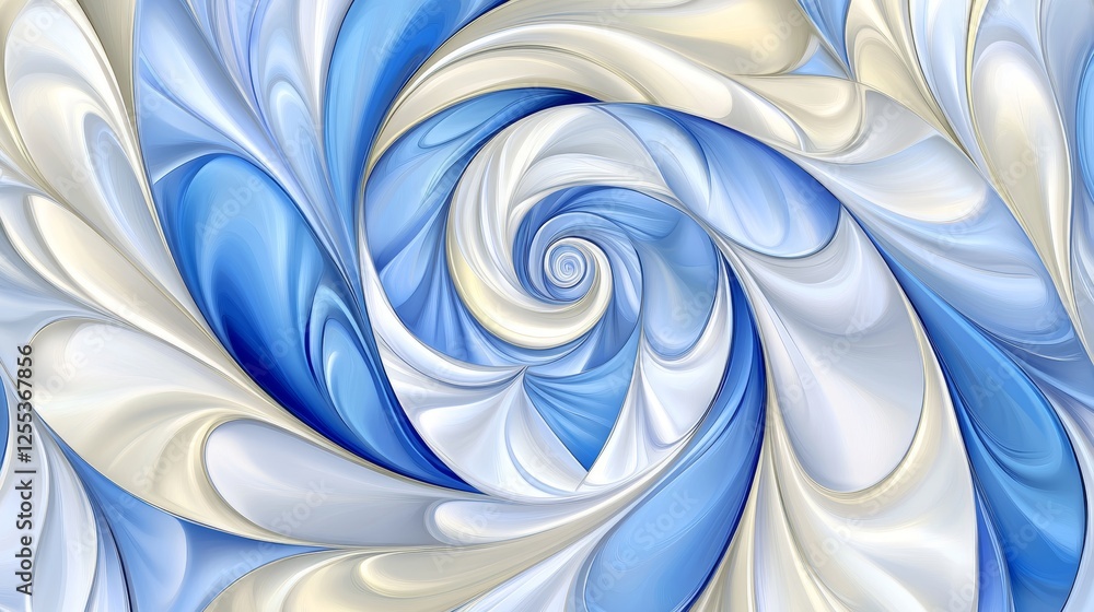 Poster abstract swirl of blue and white color pattern with optical illusion and decorative effect