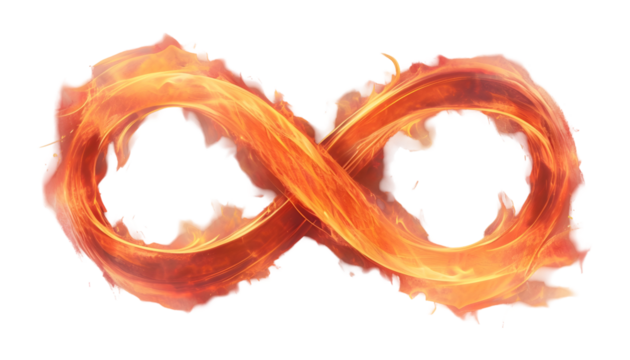 Fiery Infinity Symbol on a Transparent Background