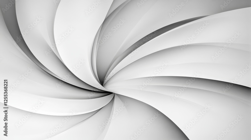 Poster abstract swirl pattern of gray and white shades with a spiraling gradient effect design