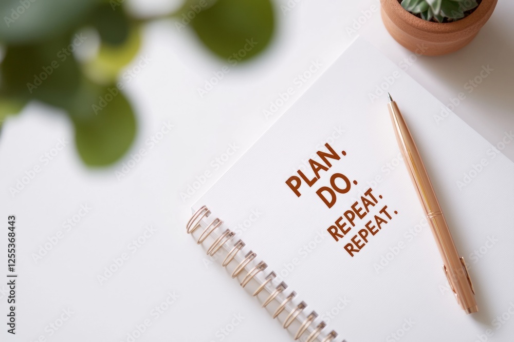 Poster Minimalist Typography Notebook Sleek Design and Affirmations on White - Enhanced Productivity for Business Strategy and Personal Organization in Modern Workspaces