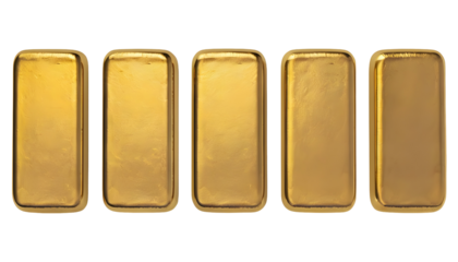 Five Uniform Gold Bars Against 