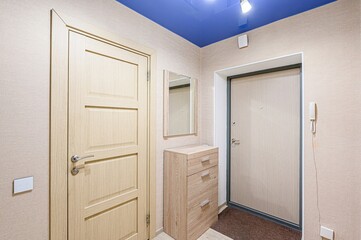 standard room interior apartment. room doors, renovation corridor lobby entrance hall
