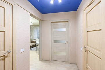 standard room interior apartment. room doors, renovation corridor lobby entrance hall