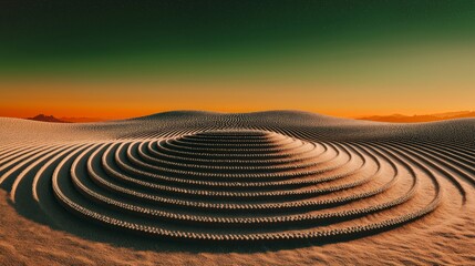 Naklejka premium Alien Planet Landscape at Night with Geometric Structure