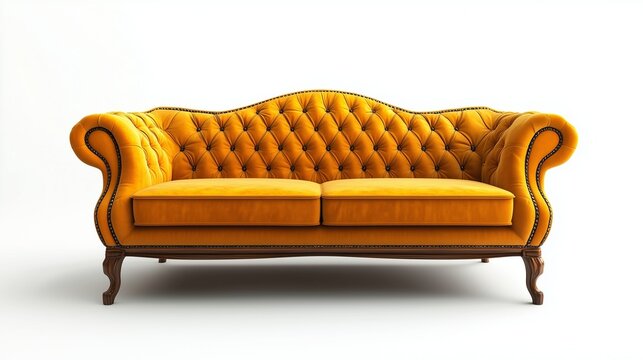 Elegant leather sofa with a tufted design on a white background, perfect for modern interior decor. Stylish couch with classic details for luxury spaces.







