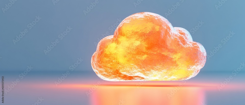 Aufkleber Futuristic Digital Cloud with Luminous Glow Glassy Model for Tech Innovation and Modern Business Solutions Enhancing Connectivity and Security