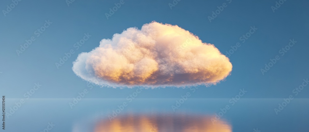 Aufkleber futuristic cloud aesthetic ethereal digital sphere reflecting on water - modern visual for tech inno