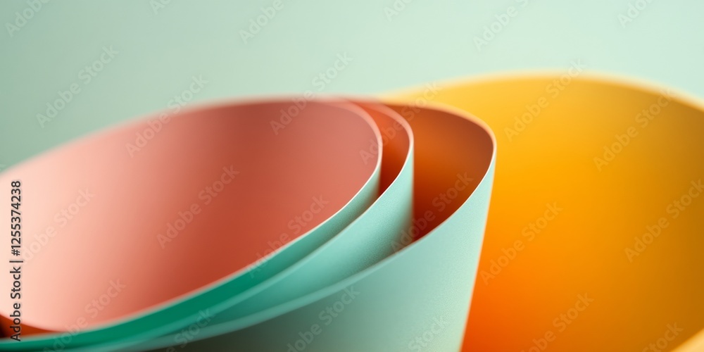 Aufkleber Fluid Abstract Design Vibrant Paper-Like Patterns and Undulating Ribbons for Creative Advertising and Modern Interior Aesthetic - Dynamic Visual Storytelling in Design Industry