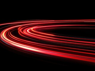 Abstract red light trails on black background creating dynamic and futuristic visual effect