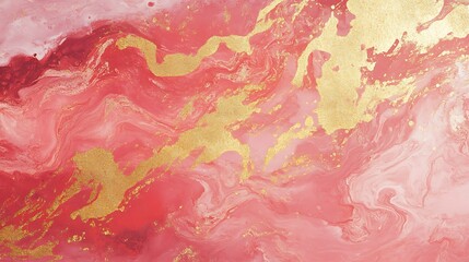 Abstract Pink Gold Swirls Marble Texture Art