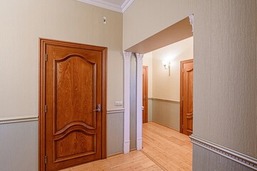 standard room interior apartment. room doors, renovation corridor lobby entrance hall