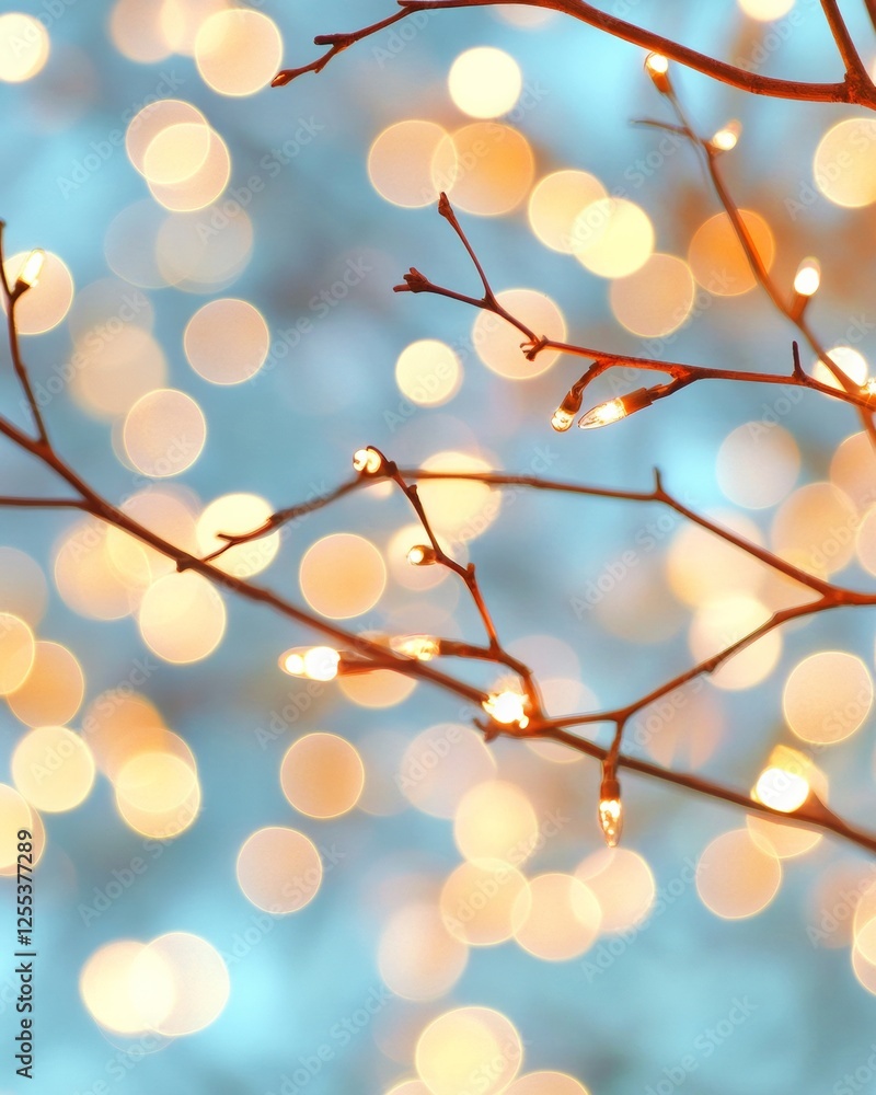 Poster dreamy bokeh night sky modern abstract art with illuminated light particles for inspirational conten