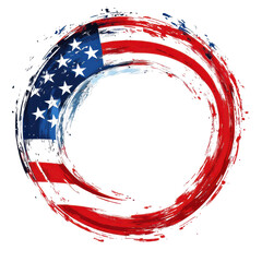 American flag paint splatter circular frame patriotic design,