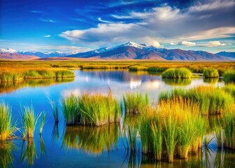 Fototapeta premium Chilean wetland's breathtaking beauty captured: En El Humedal's stunning landscape photography.