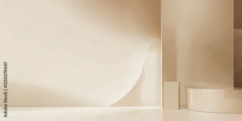 Poster a sleek minimalist backdrop with a muted warm ivory, clean geometric elements and soft textures, con