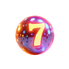 Glowing Number Seven inside a Colorful Sphere Lucky Seven Casino Symbol,