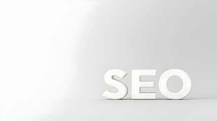 White 3D SEO Letters on White Background