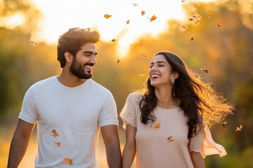 young indian couple walking together at park © Niks Ads