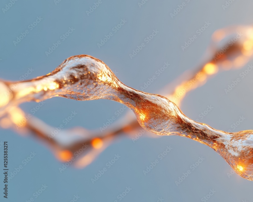 Aufkleber Contemporary AI Neural Network Visualization Metallic Node Structures and Luminous Data Flow - Business Innovation Tools and Machine Learning Interface Design