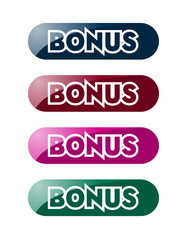 set of cool abstract banner stickers with the text bonus in the form of a button on a white background
