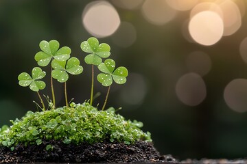 St patrick's day celebration nature scene green clover plants outdoor close-up festive vibes